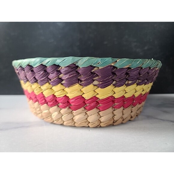 Vintage Striped Woven Basket - Picture 2 of 10